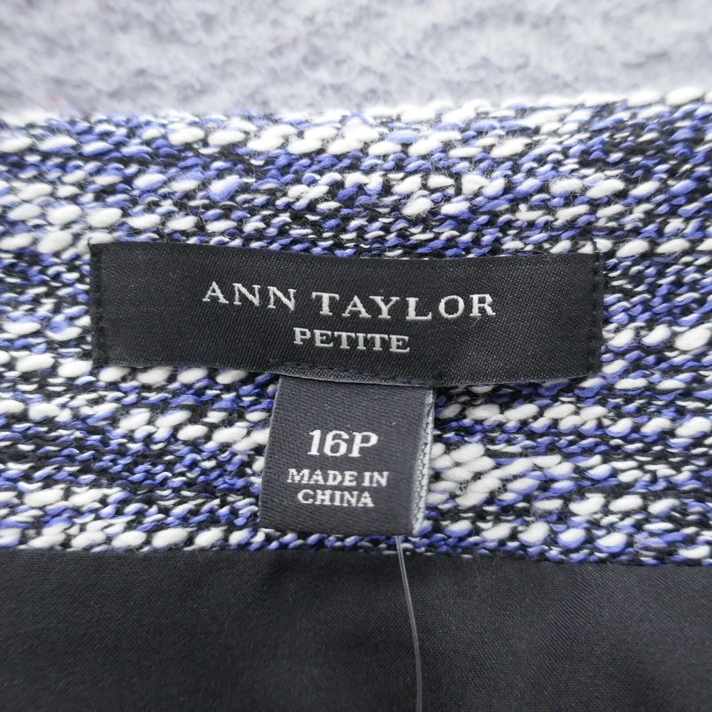 Ann Taylor Petite Blue Tweed Pencil Skirt Size 16P Textured Professional Lined